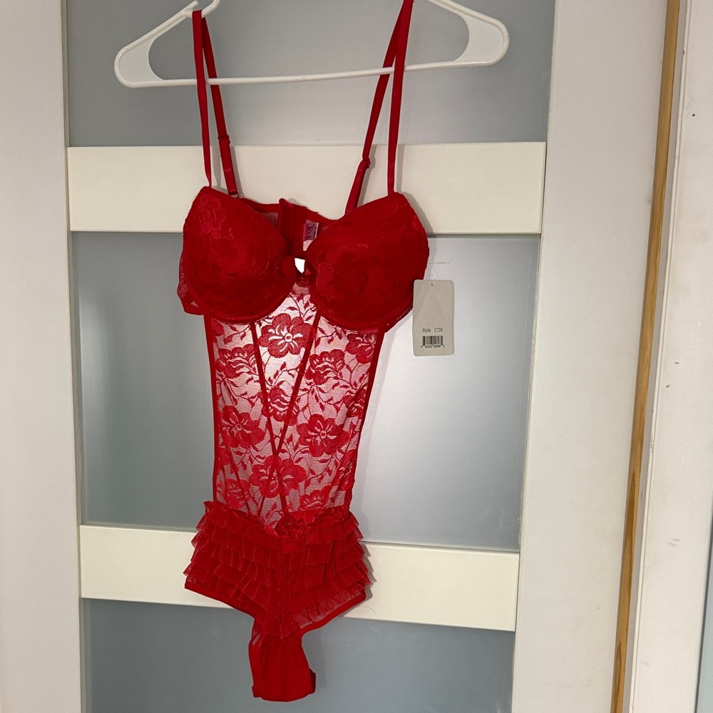 Trac Red Lace Bodysuit